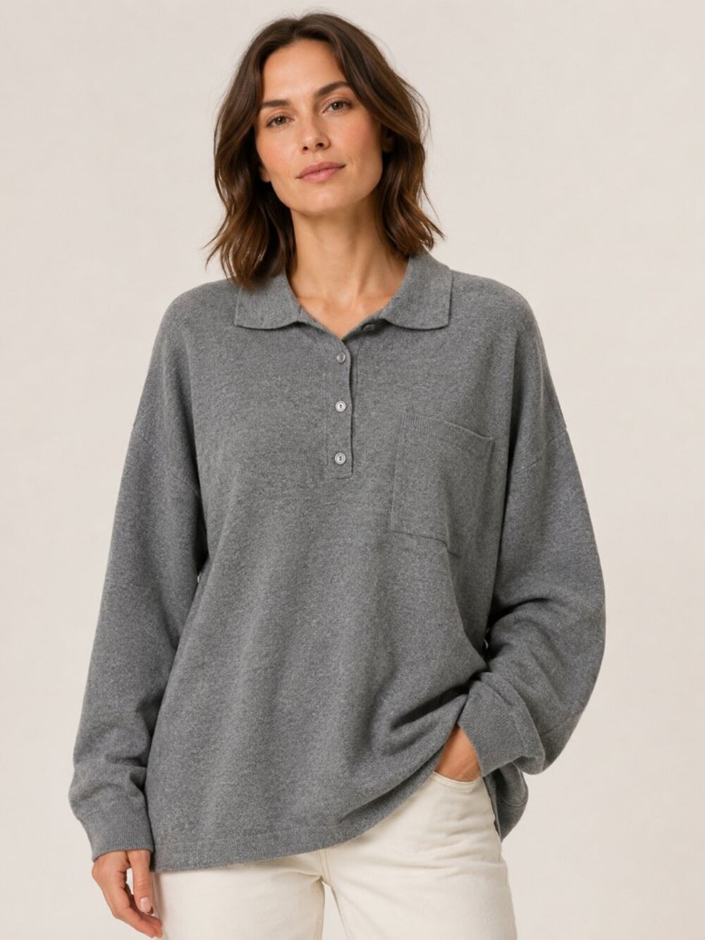 RDI‎ Women Oversized Polo Pullover Henley Sweater Size S